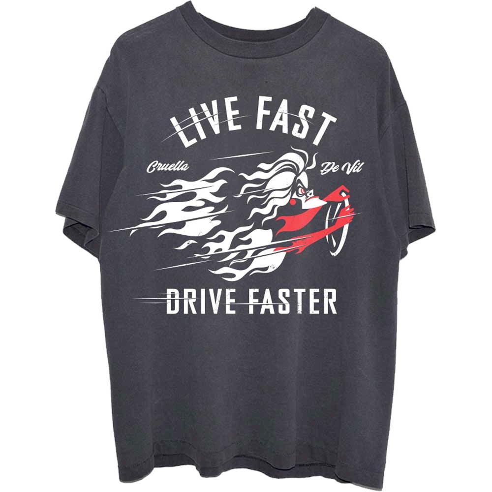 Disney 101 Dalmatians - Cruella Live Faster Unisexe Tshirt - Noir